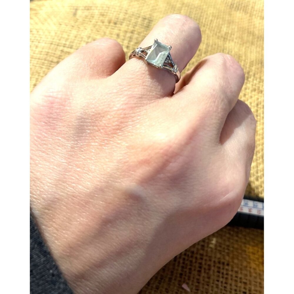 14k white Gold Aquamarine and Diamond Ring Signed Stunning Gift! Please Read - Picture 13 of 13